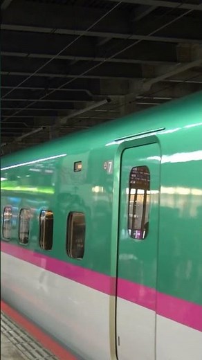 早朝の大宮駅を到着した東北新幹線はやぶさ1号に乗客が乗降