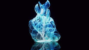 Flowing particles, wave pattern background, 3d rendering.