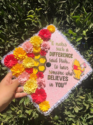 Winnie the Pooh Floral Graduation Cap Topper - Etsy