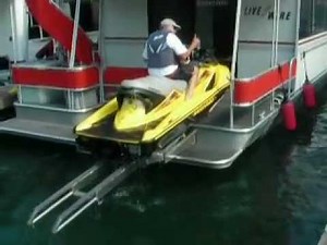 Drive-on, Auto-leveling PWC Ramp on Houseboat, Side View