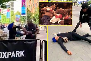 British heavyweight Julius Francis, who fought Mike Tyson, knocked out aggressive punter while working as security at BOXPARK Wembley