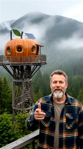 70-Year-Old Baba Builds a Giant Apple Treehouse Alone in the Forest | Unbelievable Wooden Tower 🍎🌲