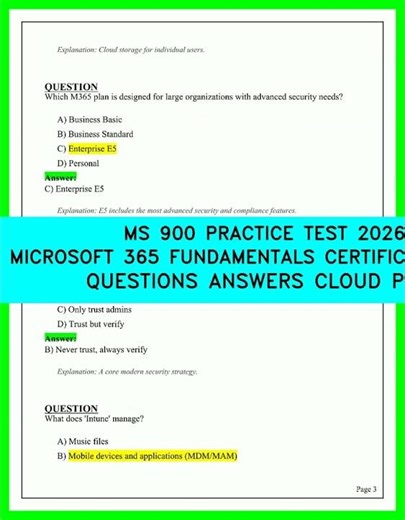 MS-900 Microsoft 365 Fundamentals Practice Test 2026 | Exam Questions & Answers | Cloud Prep