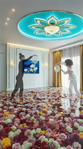 3D Colorful Rose Bedroom Makeover! 🌹#epoxyfloor #interiordesign #resinart #shorts