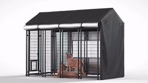Outdoor Dog Kennel Cover - Full Coverage for 8.1'Dx4.1'Wx6'H Dog Cages, Outdoor Dog Kennel Insulation Cover, with Transparent Window and Fleece Insulation Lining, Black（Excluding Dog kennels）