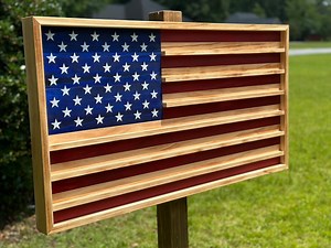 Challenge Coin Flag | Rustic American Flag Display | Personalized Challenge Coin Holder | Retirement Gift - Etsy
