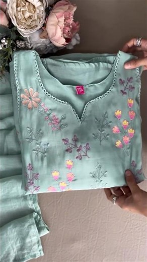 Mul Chanderi Suit Set | A Line Kurta Set | Designer Kurti Pant Set For Women #shorts #partywear #yt