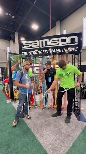 This year at @treecareindustry Expo, attendees put their knot skills to the test!🌲Watch them tackle Alpine Butterfly, Zeppelin Bend, and Grapevine knots! #arboristskills #knots #alpinebutterfly #tciexpo2025 | Samson Rope Technologies