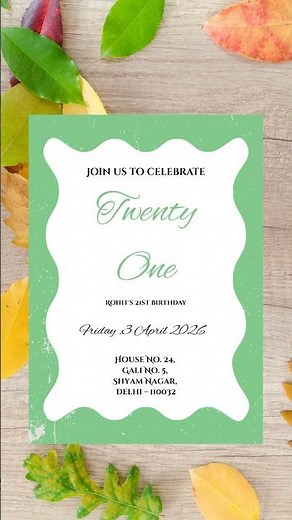 Modern and Minimalist 21st Birthday Invitation Card