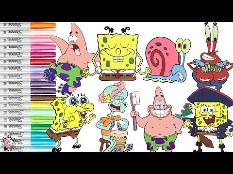SpongeBob SquarePants Coloring Book Compilation Patrick Star Squidward Gary Mr Krabs