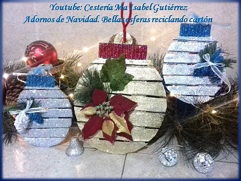Adornos de Navidad. Hermosas esferas reciclando cartón. How to make Christmas spheres