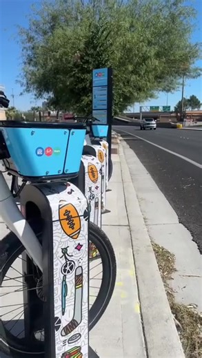 In partnership with Southern Nevada Health District, RTC Bike Share added new art to six stations featuring work by four incredible local artists: bread_n_circuses, cerissa_lopez_design, prettydone, and black57tcb. Ride by, take a look, and tag us in your favorite. #RTCBikeShare #VegasArt #PublicArt | Regional Transportation Commission of Southern Nevada
