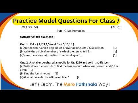 ( PABSON )Practice Class 7 Mathematics 2082 Model Questions || Mero Pathshala ||