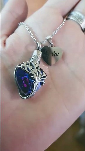 This Urn Necklace Holds Ashes… 💙 Tree of Life Heart Pendant + Custom Engraved Tag