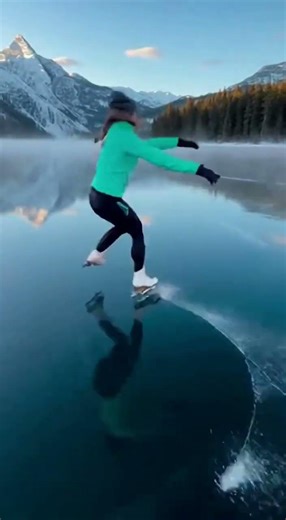 Skating on Glass? Nope — It’s a Frozen Lake ❄️