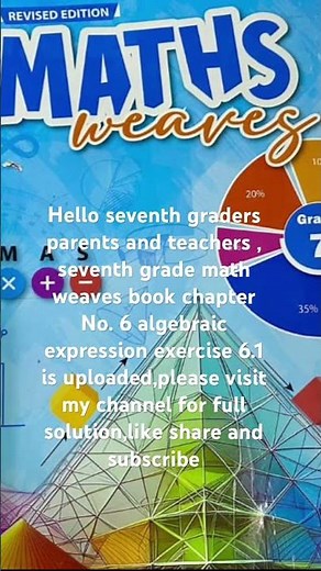 Seventh grade 7 class maths weaves book chapter No. 6 algebraic expression exercise 6.1