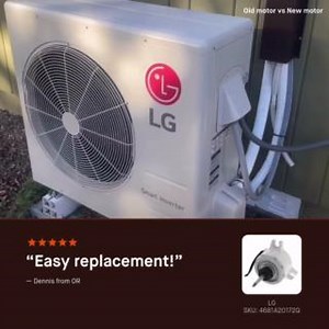 Direct and easy replacement for the old motor! 👏 🗯️Dennis said, "This outdoor unit started making lots of noise when running and after looking at it, I figured it to be the motor bearings were going out. Searched the product number on the old motor and this part popped up. Took me all of 20 minutes to swap out and now it's silent again." Shop the LG Motor Assembly by searching the SKU: 4681A20172Q or click the link https://ow.ly/TxYT50U8l49! 🤩 #motorassembly #heatpump #supplyhouse | SupplyHou