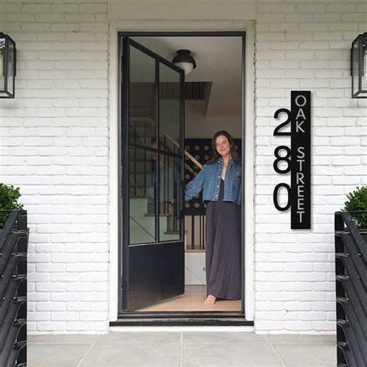 Personalized Vertical Metal Address Sign: Modern Outdoor Number Plaque - Etsy
