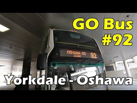 [4K] GO Transit Route 92 Bus Ride from Yorkdale Bus Terminal to Oshawa GO (Duration 1h 25min)