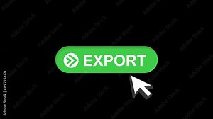 cursor animation pointing towards export button in looping with transparent background