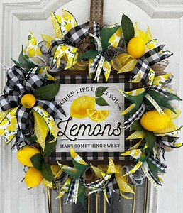 Lemon Deco Mesh Door Wreath - Etsy Australia
