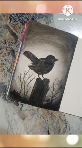 Black Shading Bird scenery Drawing sketch Painting Art