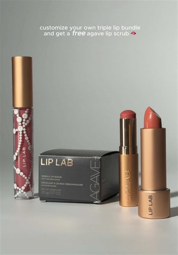 lip reset season ✨💄 our triple lip bundle comes with a FREE agave scrub when you purchase your customized products in store — new year approved! #liplab #custommakeup #customlipstick