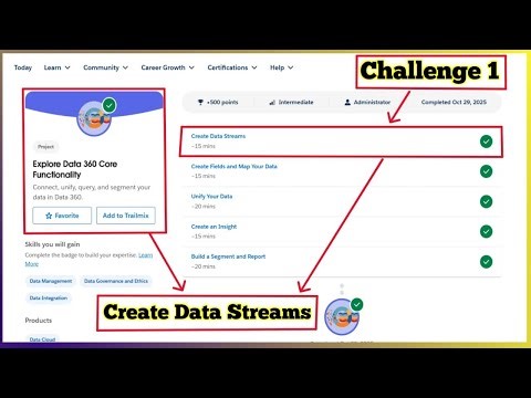 Create Data Streams | Explore Data 360 Core Functionality | Challenge 1