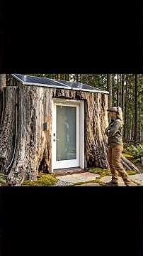 House Building - Solo Girl Built a Modern & Cozy House Inside Old Tree Stump in Forest
