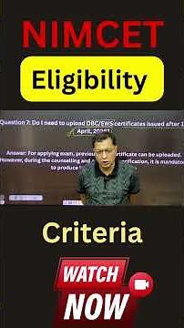 NIMCET Eligibility Criteria 2026 | OBC & EWS Certificate Rules | Form Filling Guide by Nitin Sir