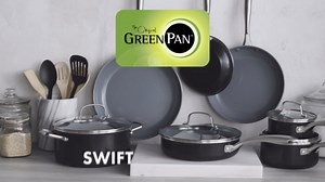 GreenPan 17 Piece Nonstick Swift Cookware Set, Ceramic PFAS-Free Pots & Pans with Lids, Dishwasher & Oven/Broiler Safe to 600F, Kitchen Cooking Set, Sauce, Saute, Stock, Griddle, Frying Pans, Gray