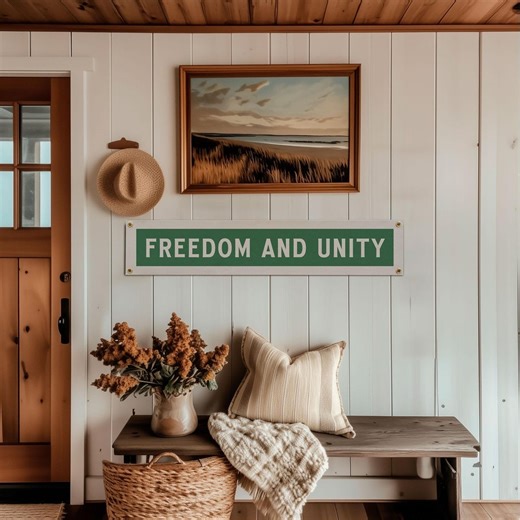 Freedom and Unity Felt Sign Banner | Vintage Style Vermont State Motto Banner, Inspirational Decor, American Wall Art Gift - Etsy