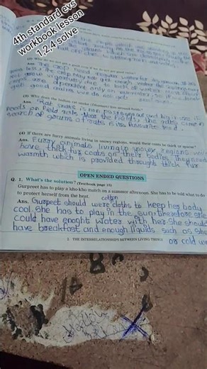 4th standard evs workbook lesson 1,2,4, solve