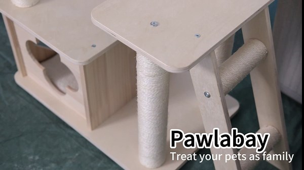 Wood Cat Tree for Indoor Cats,Tall Cat Tree Tower with Cat Scratching Post,Wood Cat Tower for Indoor Cats,53 Inch Tall