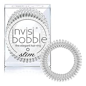 invisibobble SLIM Traceless Spiral Hair Ties, Chrome Sweet Chrome - Strong Elastic Grip Coil Hair Accessories Women - No Kink, Non Soaking - Gentle for Girls Teens and Thick Hair, 3 Count (Pack of 1)