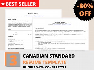 Canadian Resume Template Word, Canadian CV Template, Professional Resume, Simple Modern Resume - Etsy