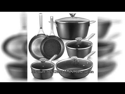 Induction Cookware Nonstick, 10-Piece, BEZIA Pots and Pans Set for Induction Cooktop, Compatible wit