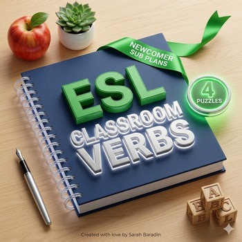 Classroom & Learning Verbs Sub Plans: Newcomer ESL Crosswords with Word Bank