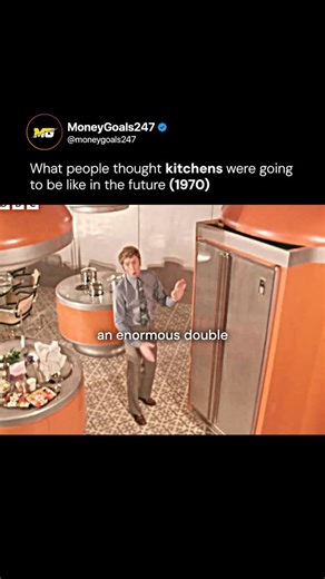 MoneyGoals247 on Instagram: "What did the future of cooking look like in 1970? A revolving kitchen column with built-in fridge, ovens, microwave, and a computer to fetch recipes — way ahead of its time! 🤯 Speaker: William Woollard Credits: 1970: The SUPER KITCHEN of the FUTURE! — Tomorrow’s World | BBC Archive Follow @moneygoals247 for more vintage tech wonders and future throwbacks! #retrotech #vintagetelevision #futuretech #bbcarchive #tomorrowsworld 1970sinnovation kitchengoals"