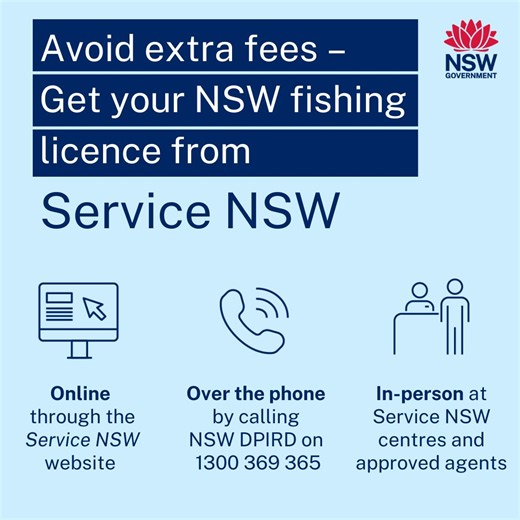 🎣 Anglers: Don’t take the bait from non-government websites when buying your NSW fishing licence! This summer, remember that the Service NSW website is the ONLY official site for paying your NSW Recreational Fishing Fee. 🚨 Beware of unnecessary fees! Some non-government websites charge extra service fees to process your licence – avoid these traps by using the official Service NSW website. NSW Recreational Fishing Fees: 🔹 $7 for 3 days 🔹 $14 for 1 month 🔹 $35 for 1 year 🔹 $85 for 3 years W