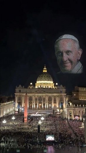 Witness the magic of Vatican City's stunning drone light show✨🇻🇦#italy #vaticancity #rome #reels