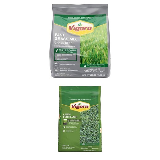 Vigoro 3 lbs Fast Grass Seed Mix and 14 lbs Lawn Fertilizer Combo (5,000 sq. ft.) - The Home Depot