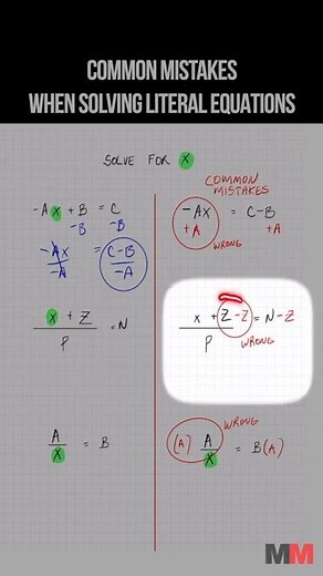 Solving Literal Equations and Formulas
