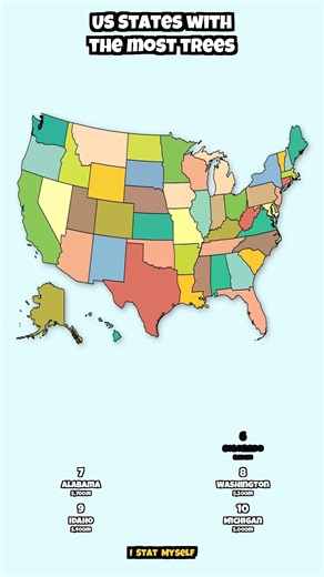 US States with the most trees