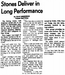 Dec 06, 1969: The Rolling Stones / Santana / Flying Burrito Brothers / Jefferson Airplane / Crosby, Stills, Nash & Young at Altamont Speedway Tracy, California, United States | Concert Archives