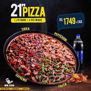 24 reactions · 7 comments | Our 21" inches four flavored pizza deal...