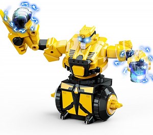 RC Robot Toys, Fighting Robot 360°Rotatin, with Shields and Realistic Sound Effects, Robots for Kids Ages 6-8, Yellow