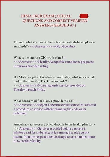Hfma Crcr Exam Actual Questions And Correct Verified Answers video
