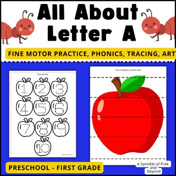 Learning Letter A | Phonics, Number Tracing & Fine Motor Art Activities