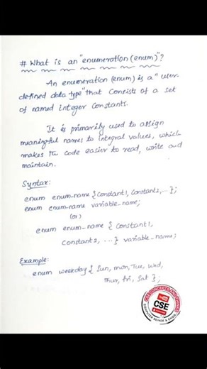 What is an Enumeration in programming.? | Engineering Viva Question | Interview Questions